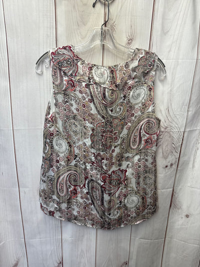 White House Black Market Women's Size 6 White & Pink Sleeveless Top