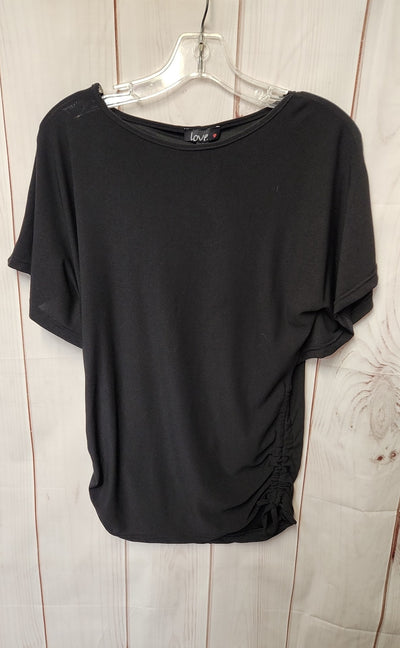 Love Women's Size L Black Short Sleeve Top