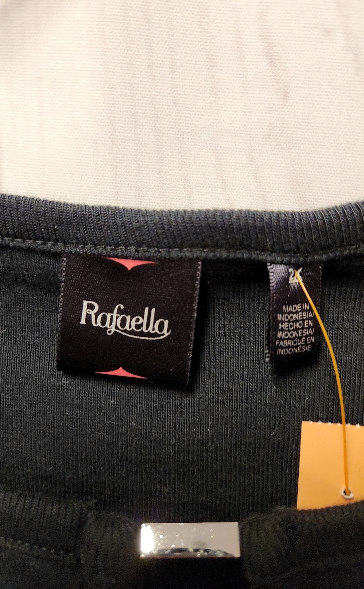 Rafaella Women's Size 2X Black 3/4 Sleeve Top