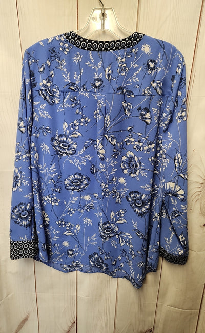 Talbots Women's Size L Blue Floral Long Sleeve Top