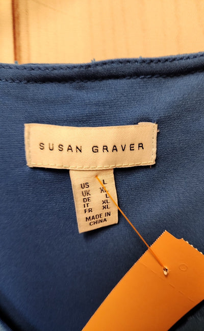 Susan Graver Women's Size L Blue Short Sleeve Top