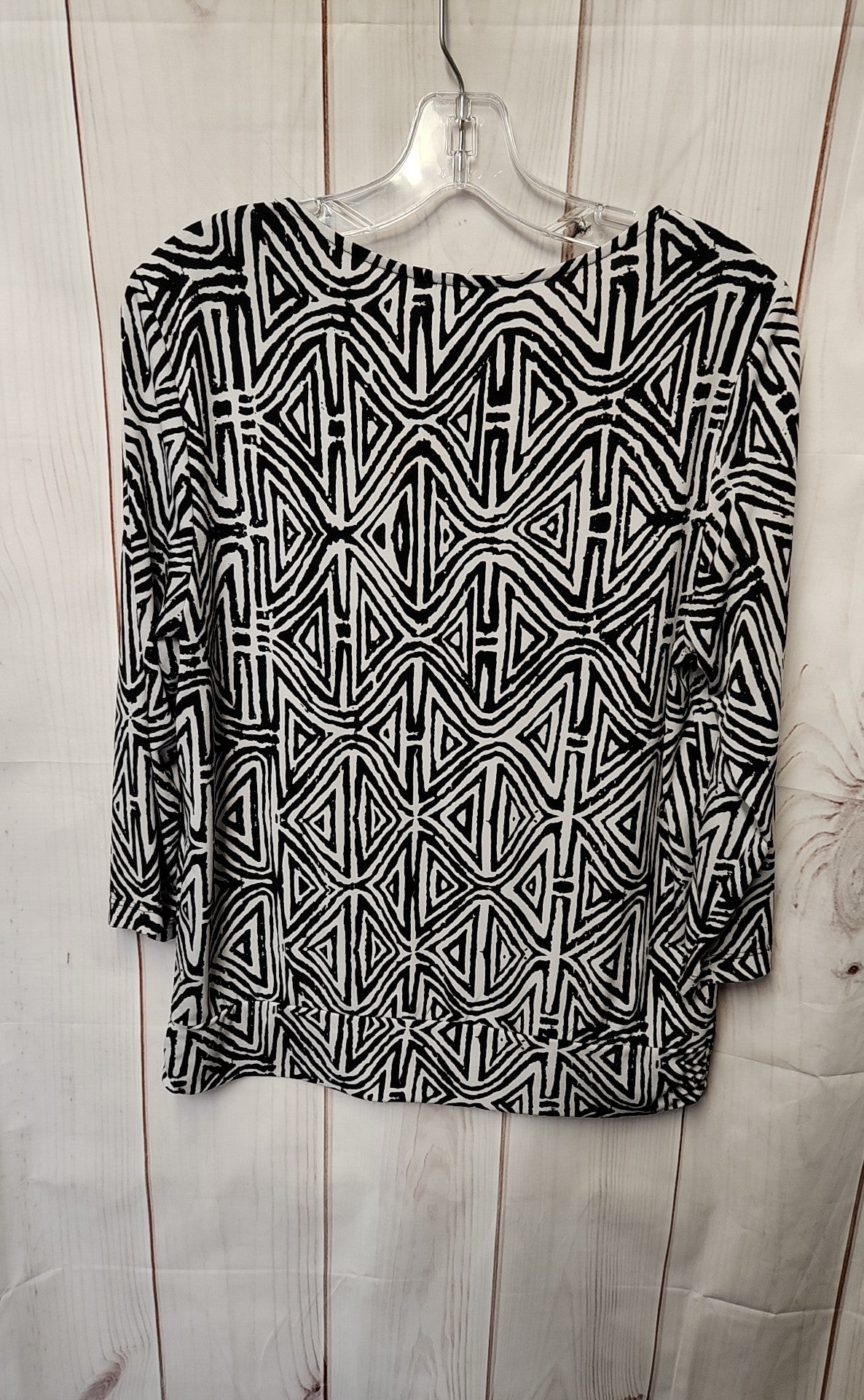 Chico's Travelers Women's Size 1 = US M White & Black 3/4 Sleeve Top