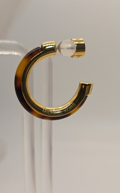 Michael Kors Tortoise Gold Brown Hoops Earrings approx 7/8"