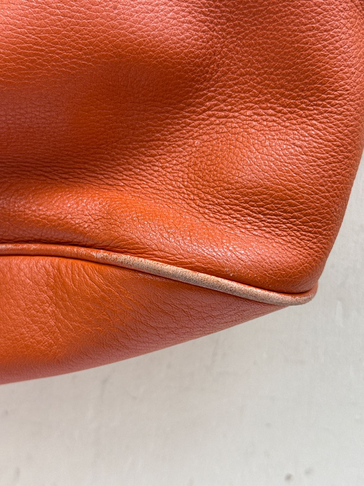 Michael Kors Orange Leather Tote Bag AS IS - wear on corners & marks inside