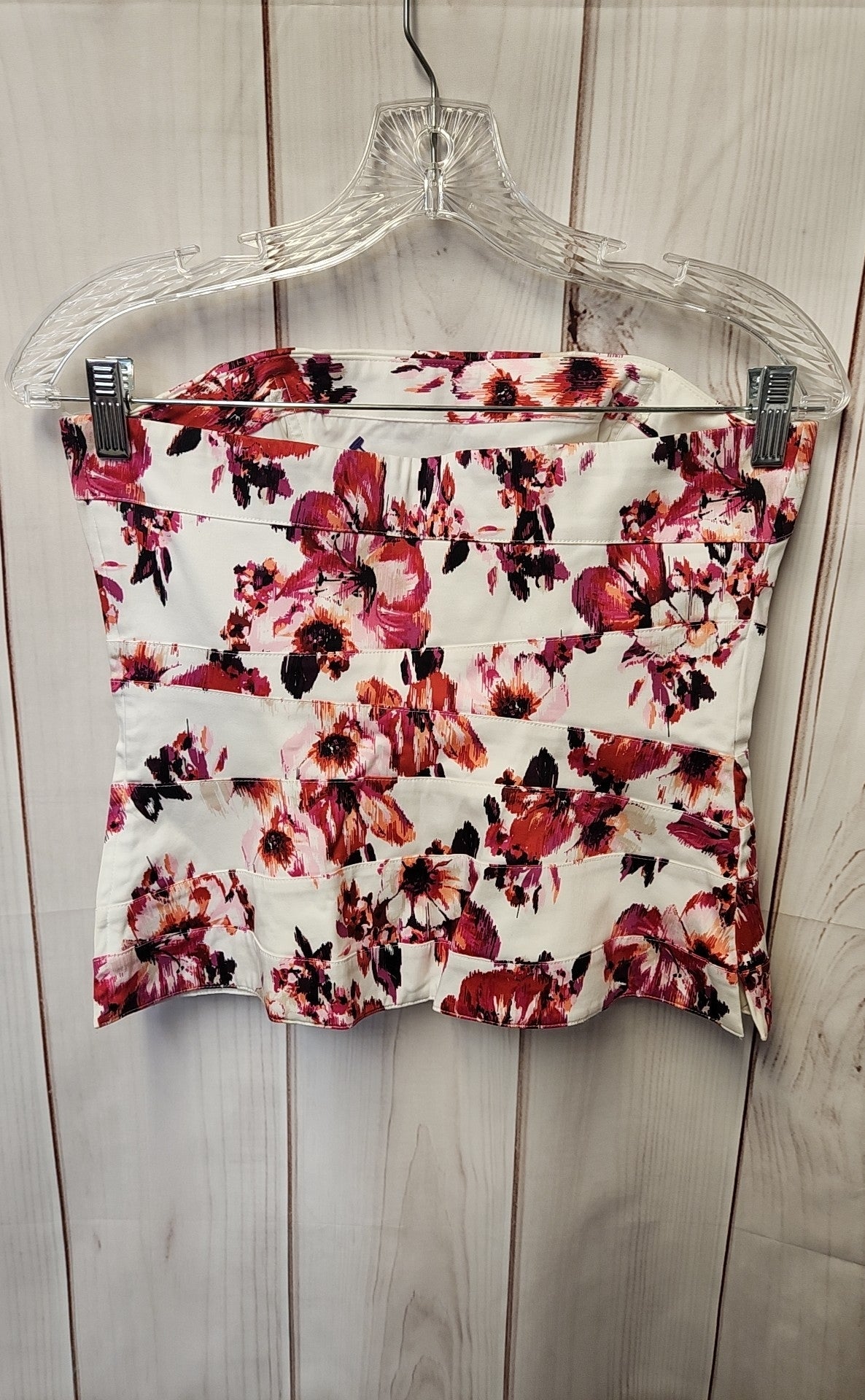 White House Black Market Women's Size 4 White & Pink Floral Sleeveless Top