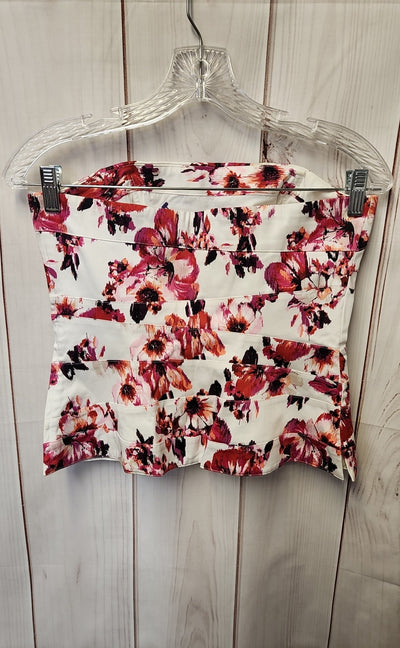 White House Black Market Women's Size 4 White & Pink Floral Sleeveless Top