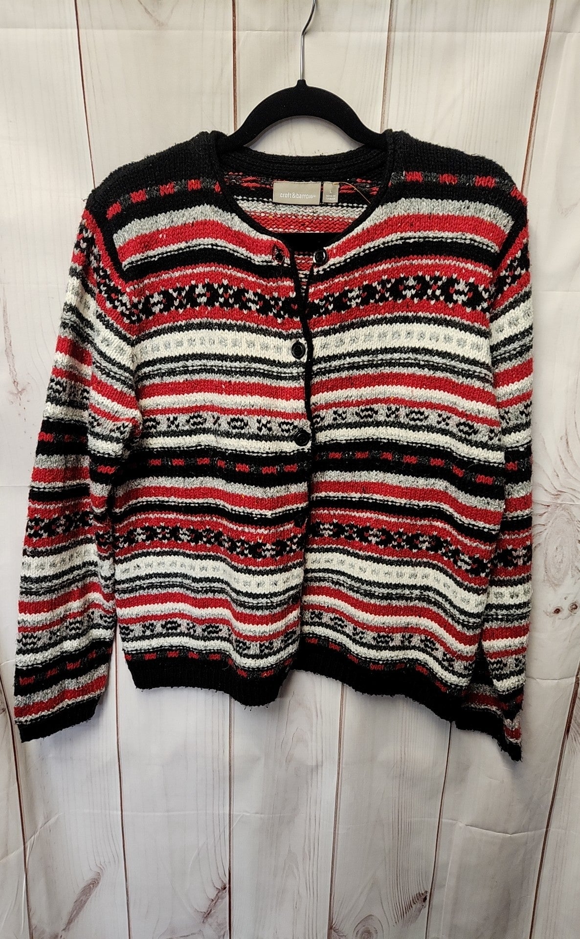 Croft & Barrow Women's Size L Red & Black Cardigan