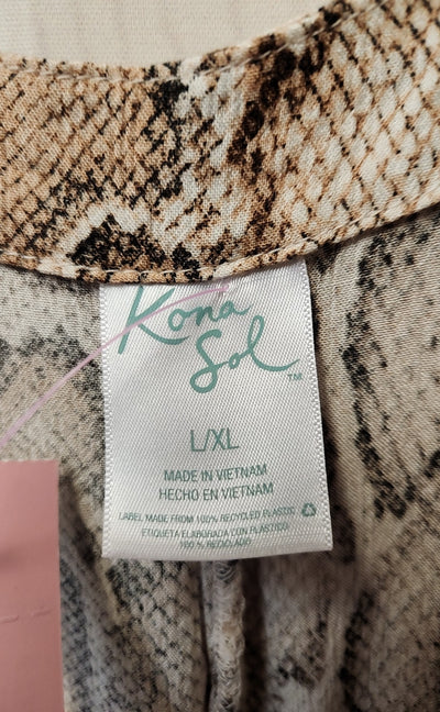 Kona Sol Women's Size Large/X-Large Beige Animal Print Cover-Up