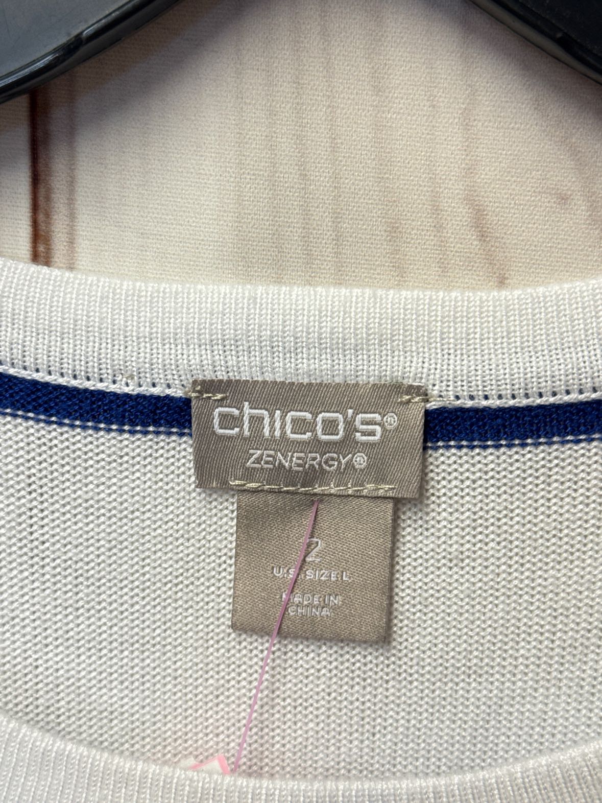 Chico's Women's Size 2 = US L White & Blue Sleeveless Top