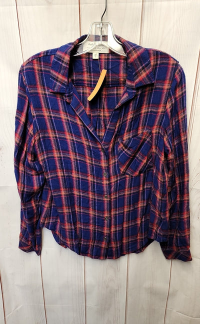 Cloth & Stone Women's Size S Blue & Pink Long Sleeve Top