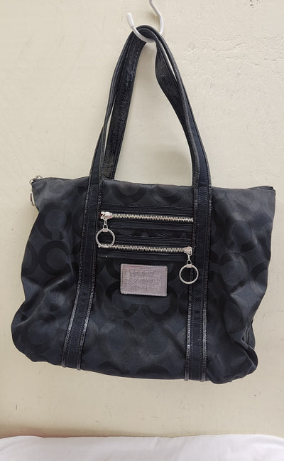 Coach 12836 Poppy OP Art Glam Black Shoulder/Tote Bag AS IS - wear