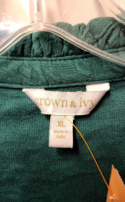Crown & Ivy Women's Size XL Green 3/4 Sleeve Top