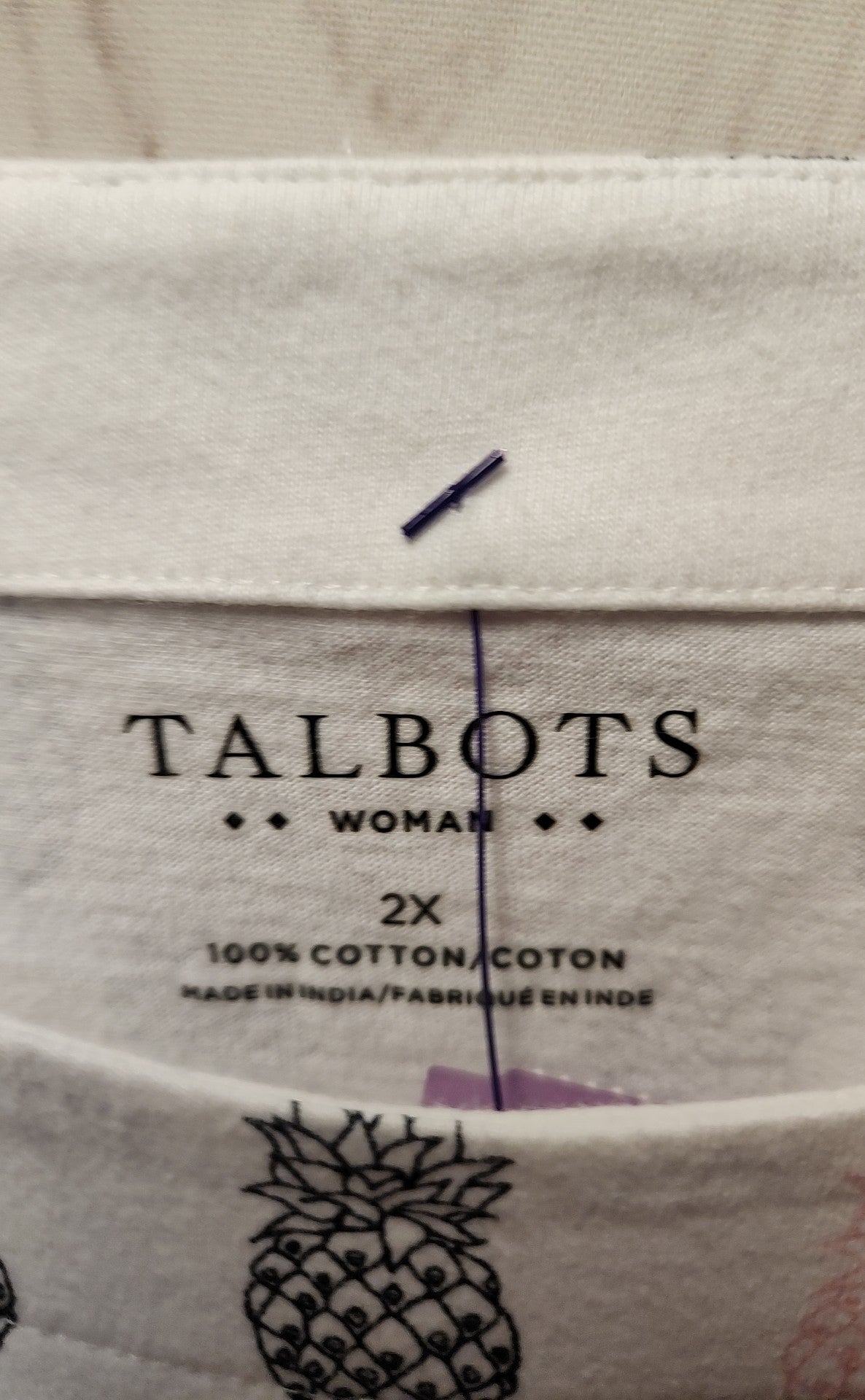 Talbots Women's Size 2X White Short Sleeve Top