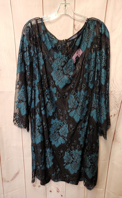 Rachel Women's Size 20 Black & Blue Dress