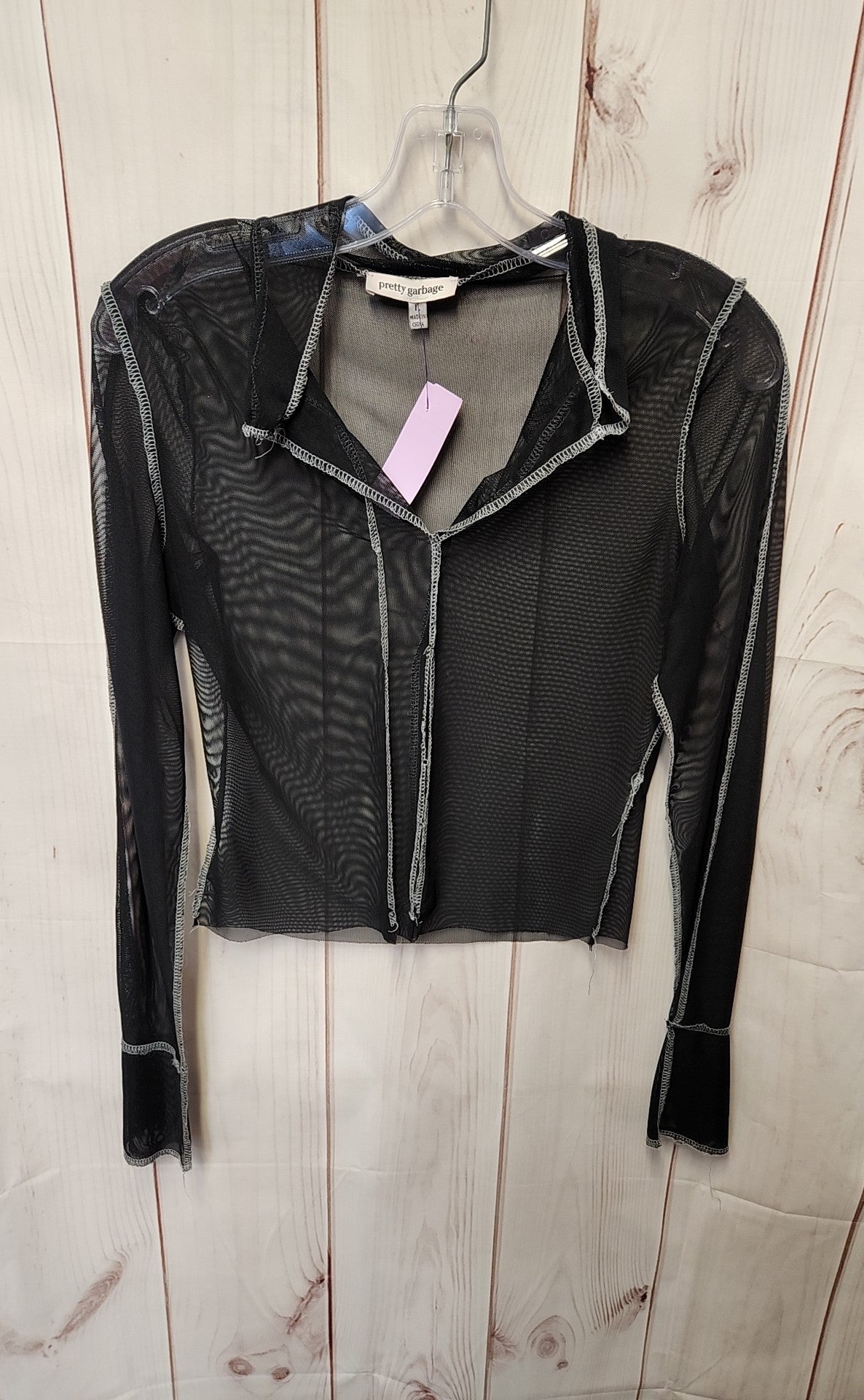 Pretty Garbage Women's Size L Black Long Sleeve Top
