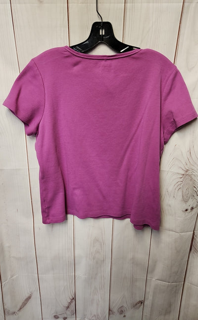 Charter Club Women's Size L Petite Purple Short Sleeve Top