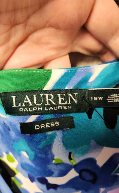 Lauren by Ralph Lauren Women's Size 16 White & Blue Floral Dress