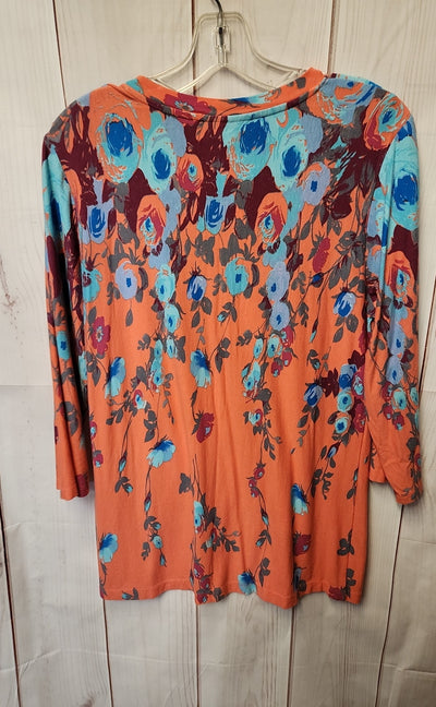 NorthStyle Women's Size M Pink & Blue Floral 3/4 Sleeve Top