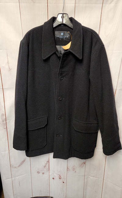 Reaction Kenneth Cole Men's Size L Black Wool Blend Coat
