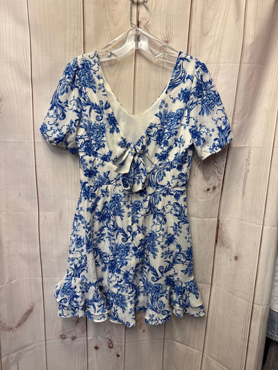 City Studio Women's Size 7 White & Blue Floral Dress