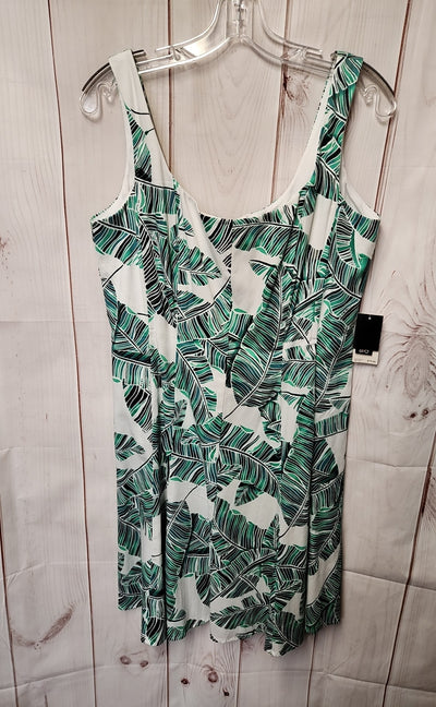 NWT Nine West Women's Size 12 White & Green Floral Dress