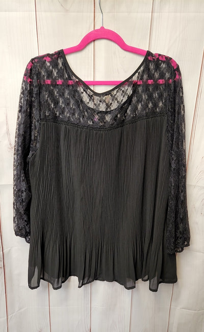 Adiva Women's Size 2X Black 3/4 Sleeve Top