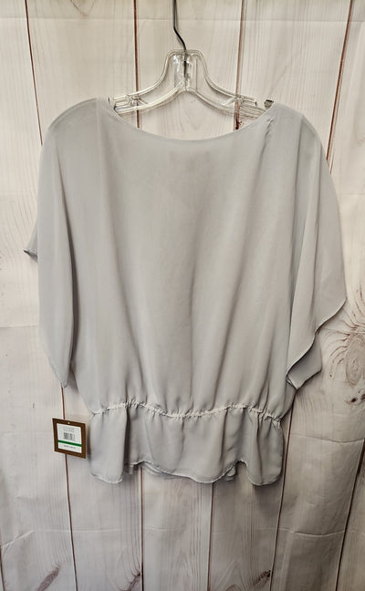 NWT Ellen Tracy Women's Size L Gray Sequined Short Sleeve Top