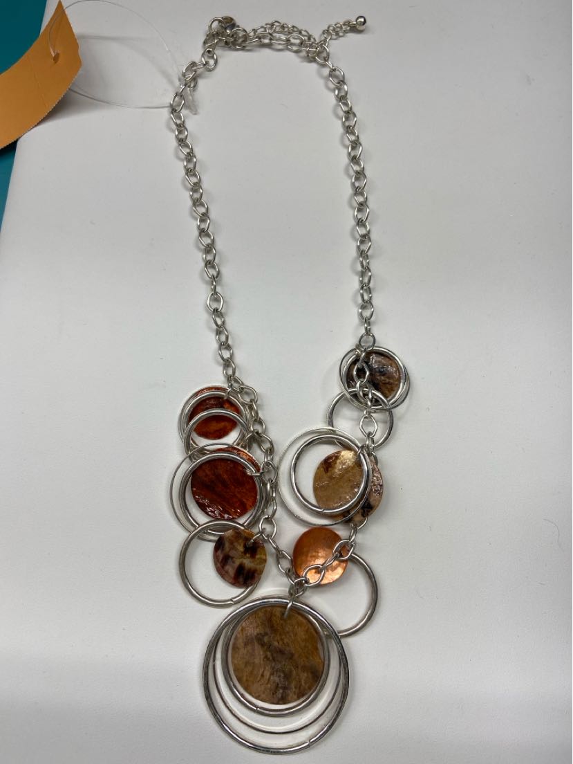 Silver & Orange Shell Necklace
