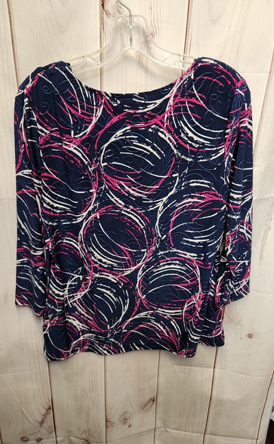 JM Collection Women's Size M Blue 3/4 Sleeve Top