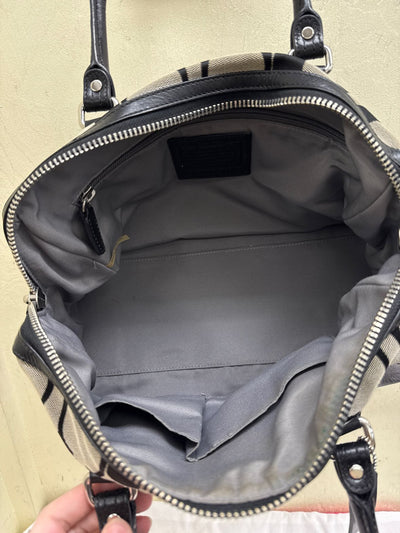 Coach 23575 Legacy Signature Haley Satchel Black & Gray Canvas Purse Bag