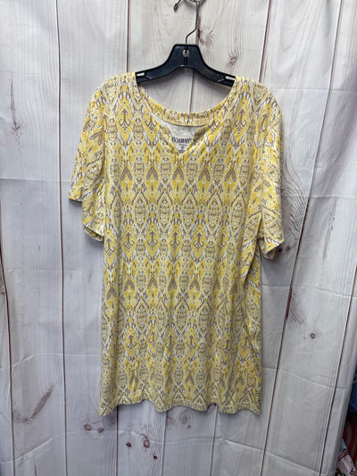 Roamans Women's Size 2X Yellow Short Sleeve Top