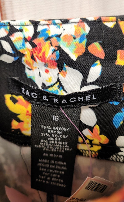 Zac & Rachel Women's Size 16 Black Floral Capris