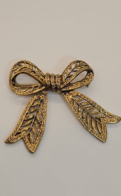 Gold Bow Brooch Pin
