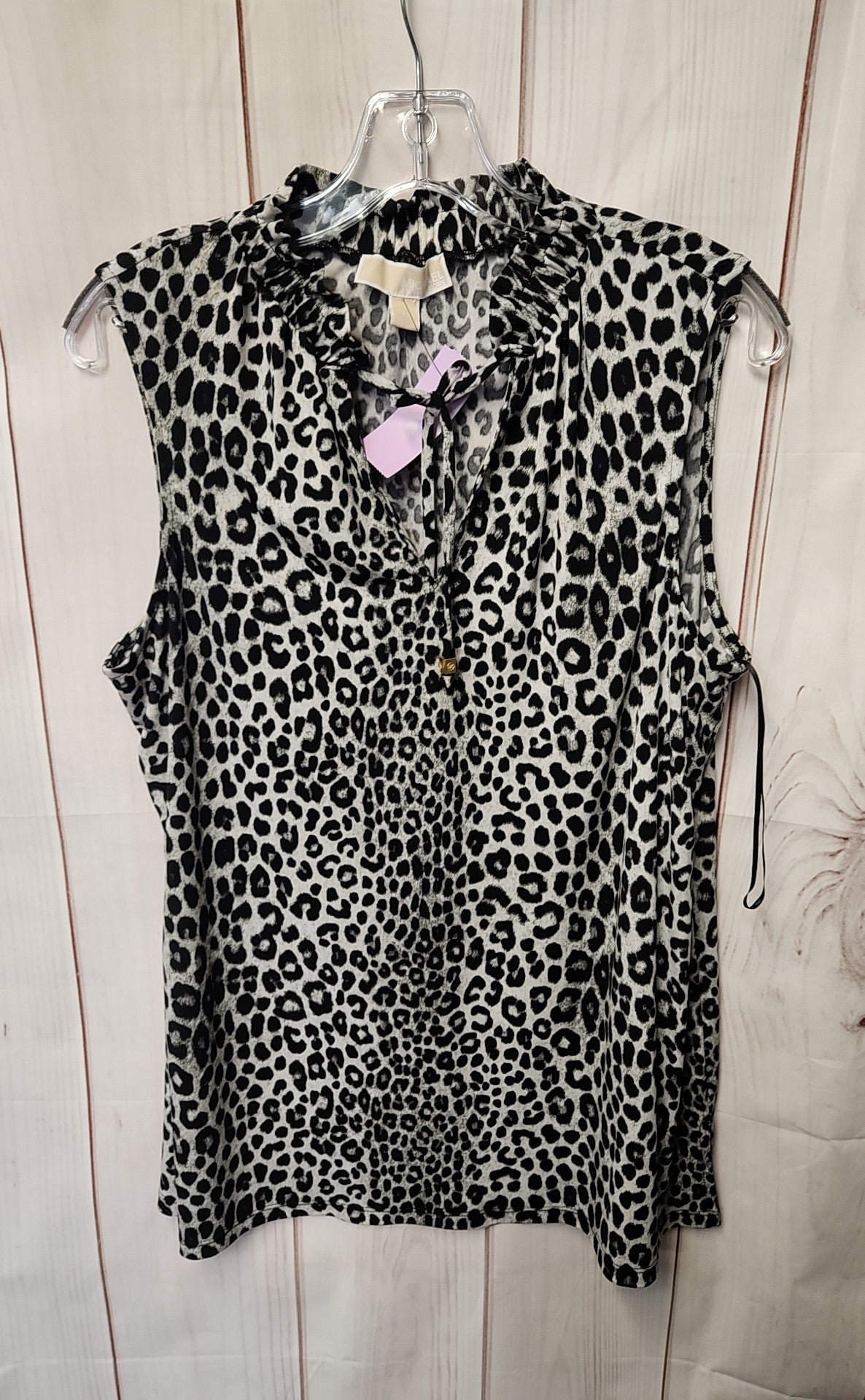 Michael Kors Women's Size L Black Animal Print Sleeveless Top