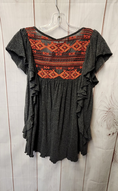 Free People Women's Size S Gray Short Sleeve Top