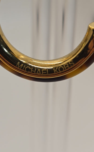 Michael Kors Tortoise Gold Brown Hoops Earrings approx 7/8"