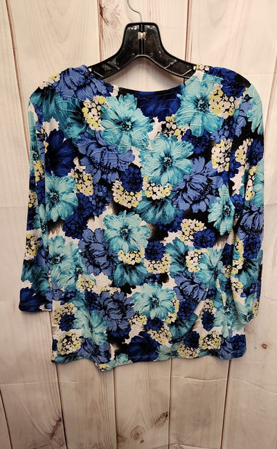 JM Collection Women's Size M Blue 3/4 Sleeve Top