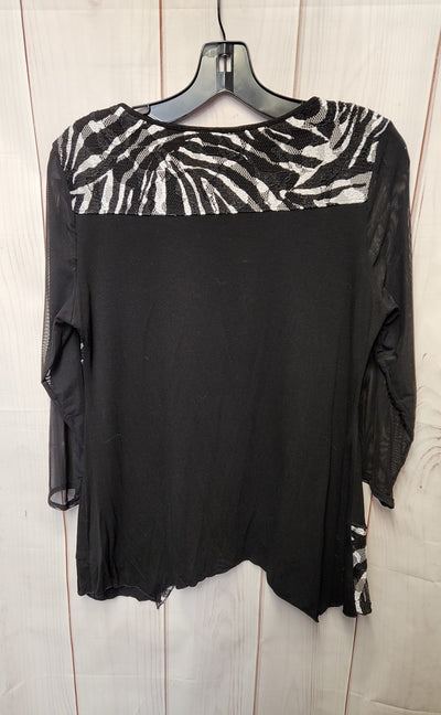 Style & Co Women's Size M Petite Black 3/4 Sleeve Top