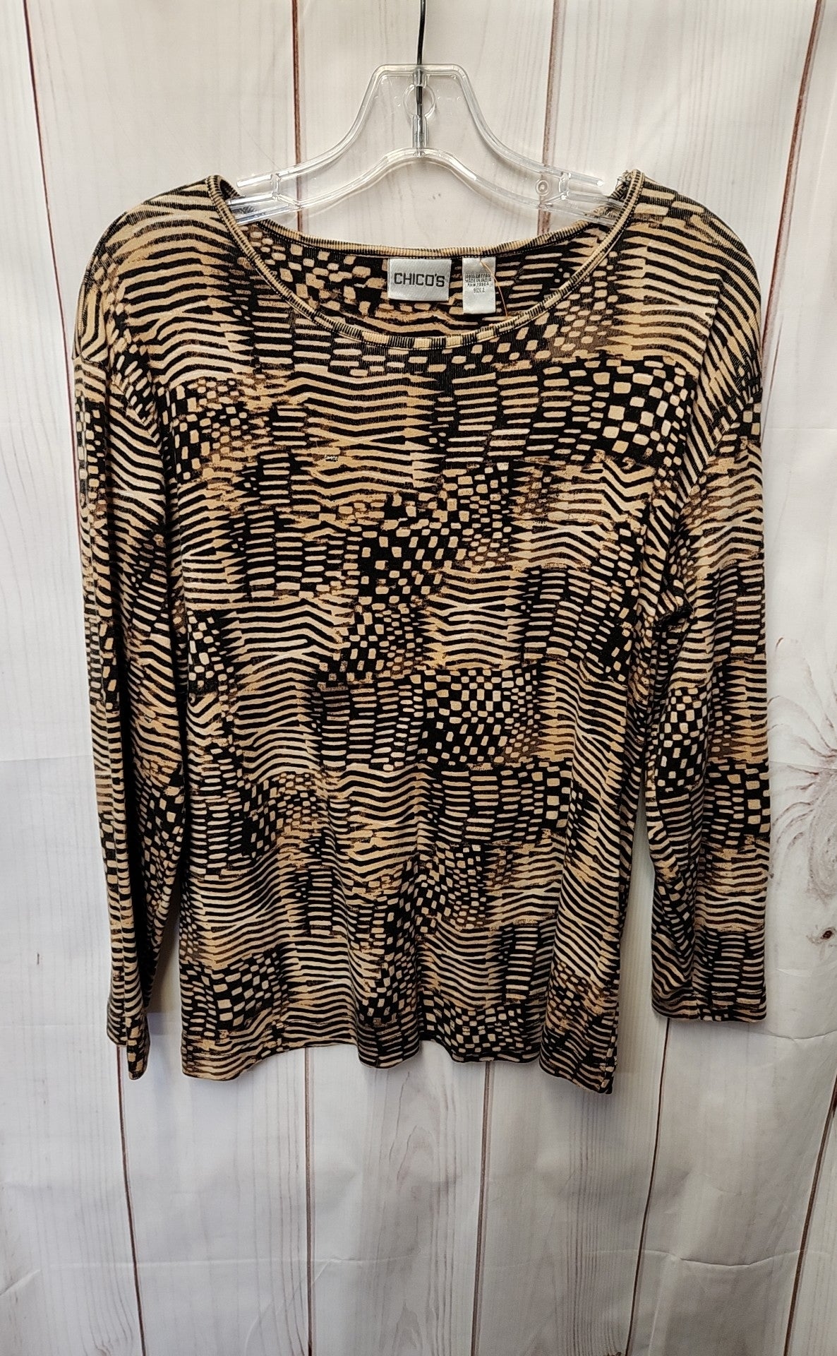 Chico's Women's Size 2 = US L Brown Long Sleeve Top