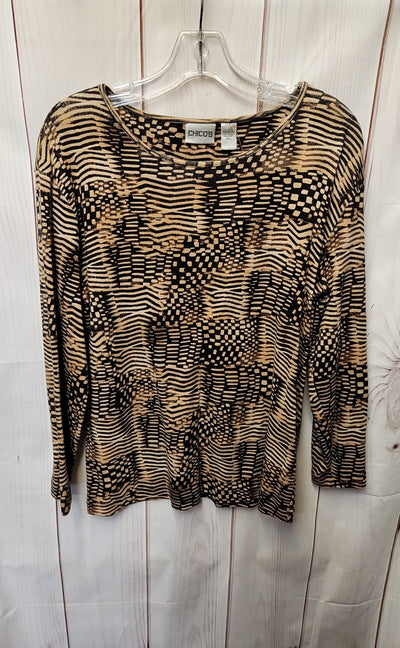 Chico's Women's Size 2 = US L Brown Long Sleeve Top