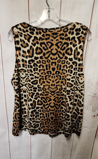 Chico's Women's Size 3 = US XL Brown Animal Print Sleeveless Top
