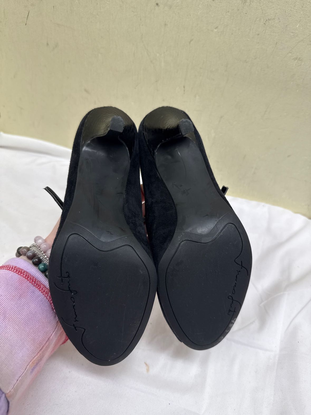 Franco Sarto Women's Size 7-1/2 Black Open Toe Pumps