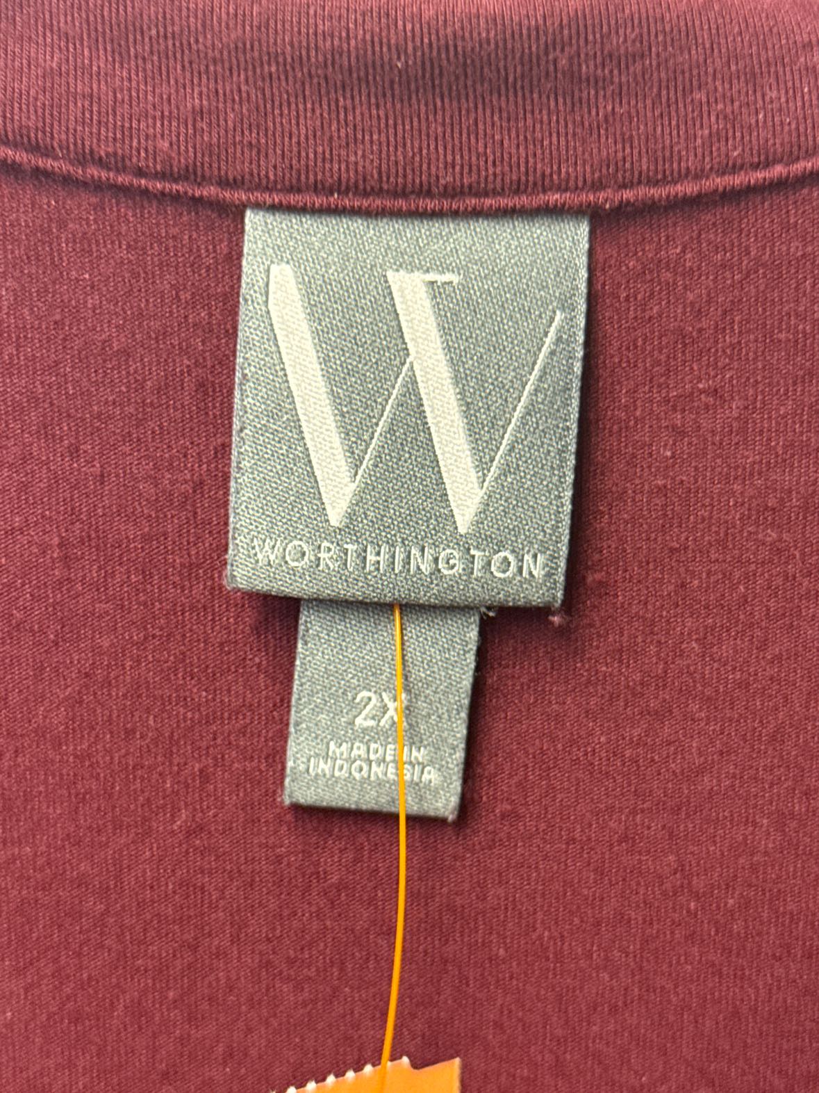 Worthington Women's Size 2X Maroon Long Sleeve Top