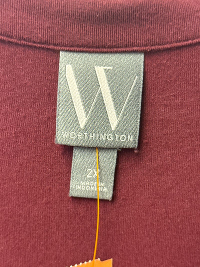 Worthington Women's Size 2X Maroon Long Sleeve Top