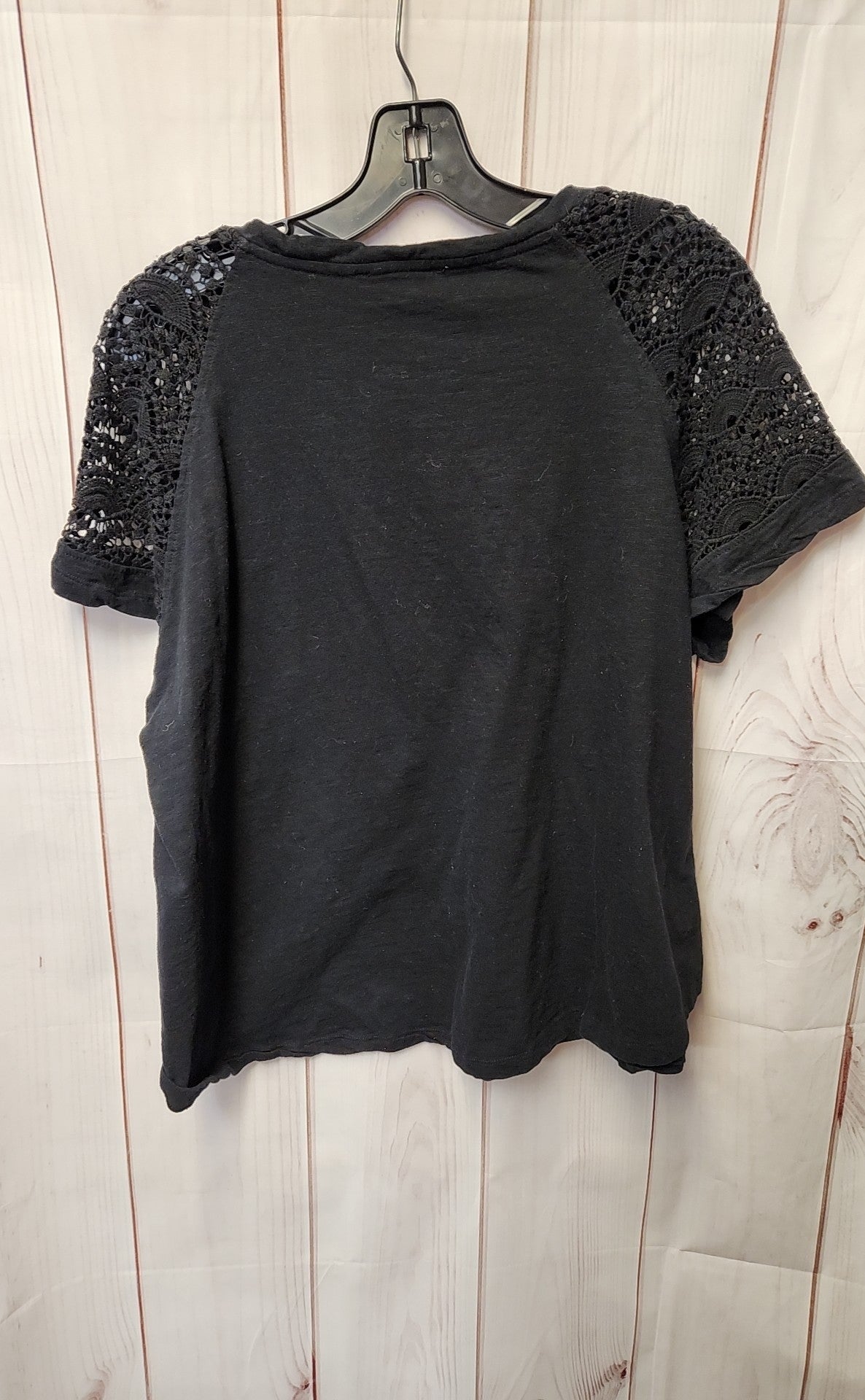 Philosophy Women's Size 2X Black Lace Short Sleeve Top