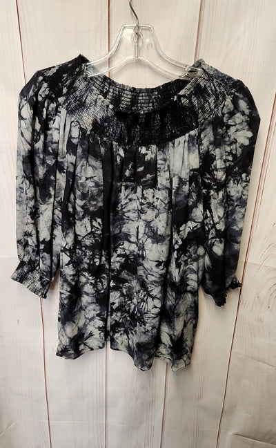 Alice & Olivia Women's Size M Gray Silk 3/4 Sleeve Top