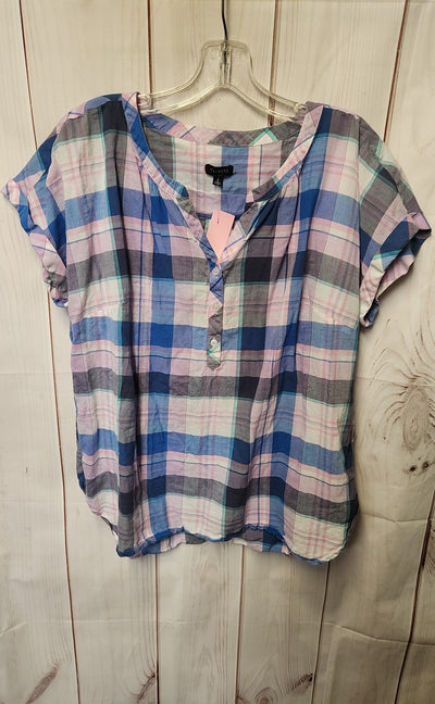 Talbots Women's Size L Pink & Blue Short Sleeve Top