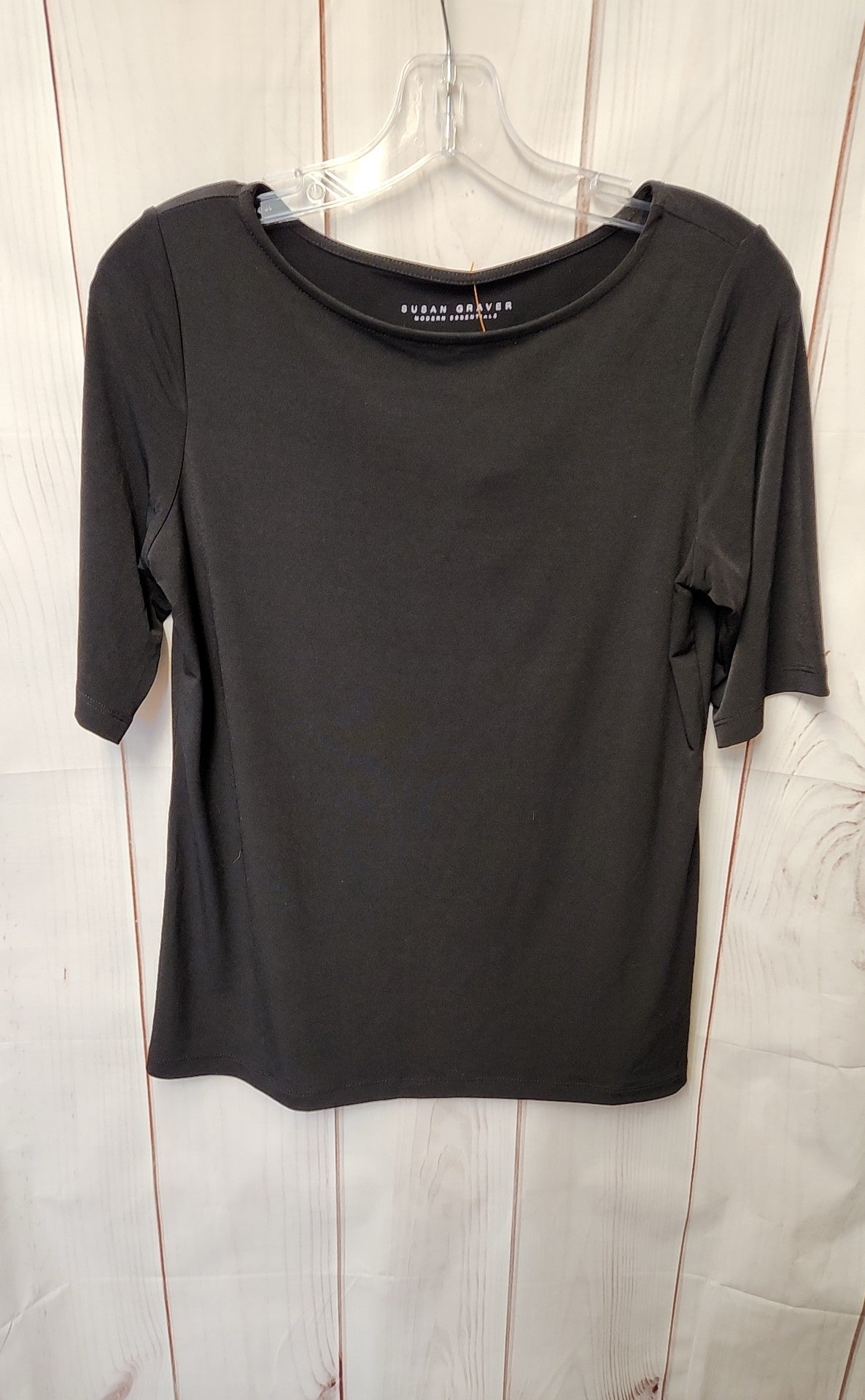Susan Graver Women's Size XS Black Short Sleeve Top