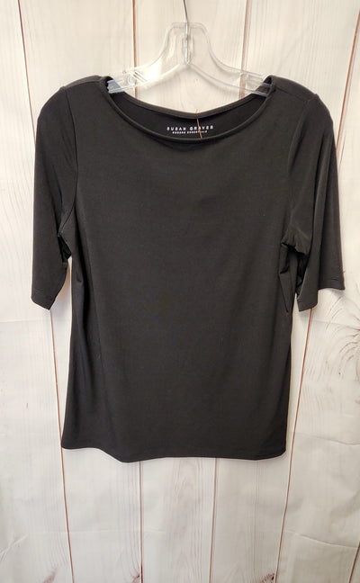 Susan Graver Women's Size XS Black Short Sleeve Top