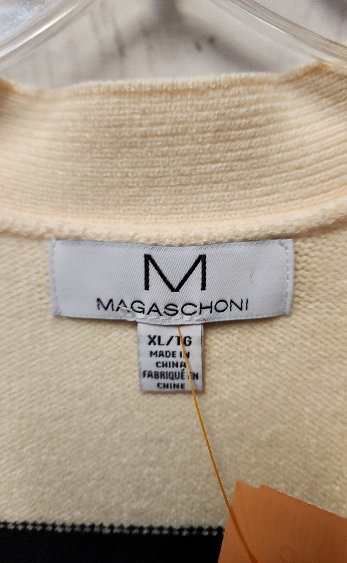 Magaschoni Women's Size XL Beige & Black Cardigan